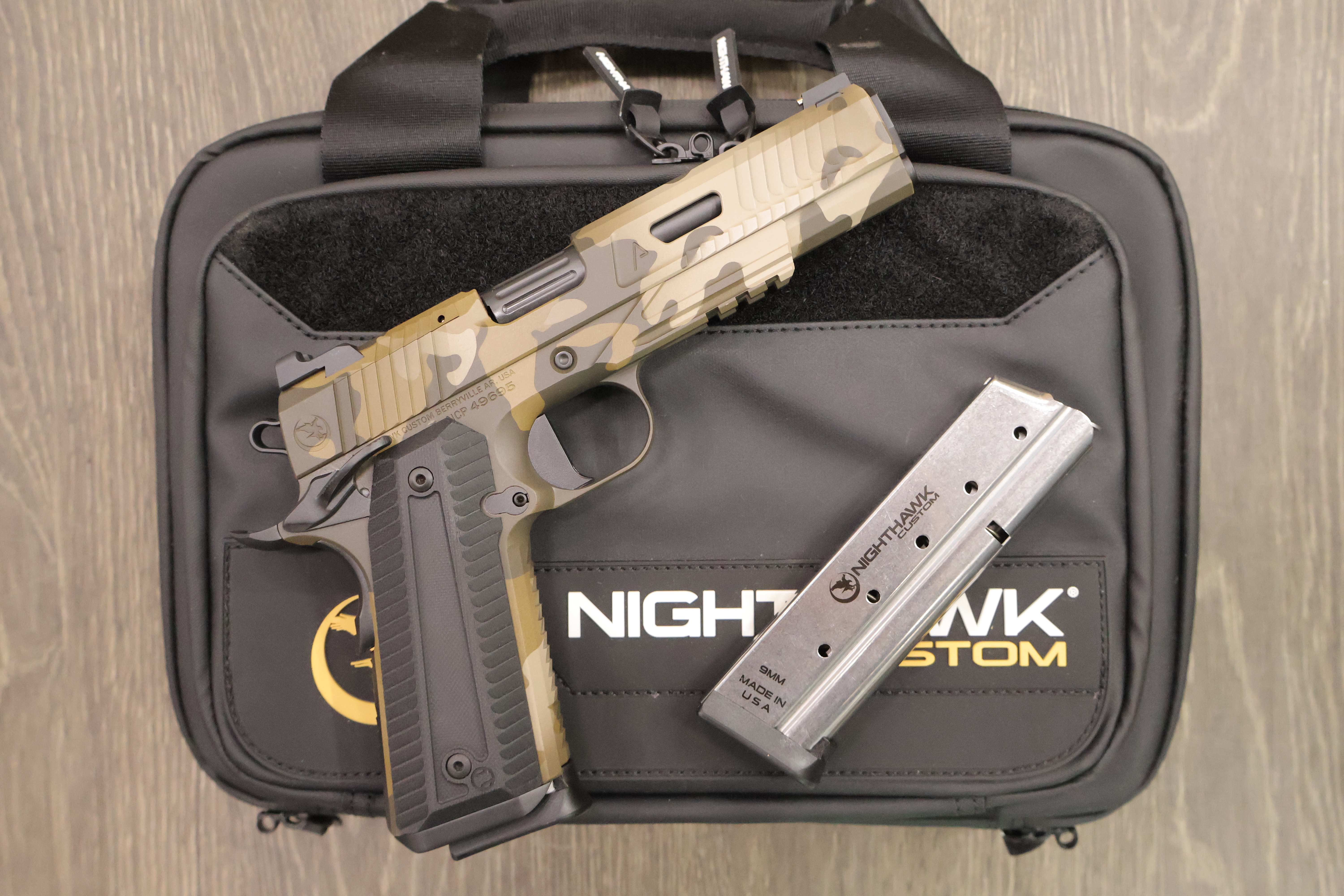 NIGHTHAWK 1911 AGENT2 IOS GOVT SCAR CAMO CERAKOTE AMBI-SAFETY 5" BBL 9MM-img-0