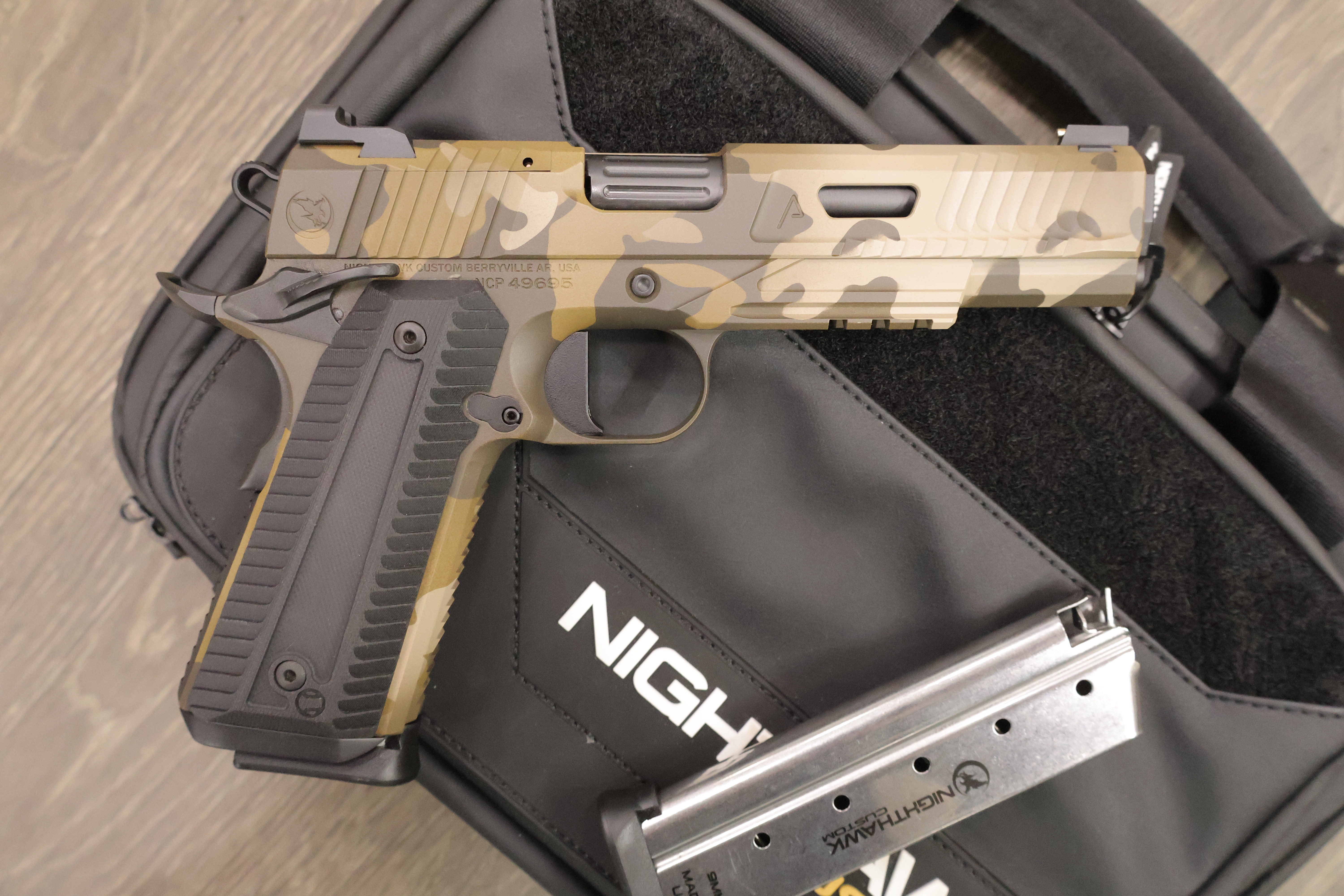 NIGHTHAWK 1911 AGENT2 IOS GOVT SCAR CAMO CERAKOTE AMBI-SAFETY 5" BBL 9MM-img-1