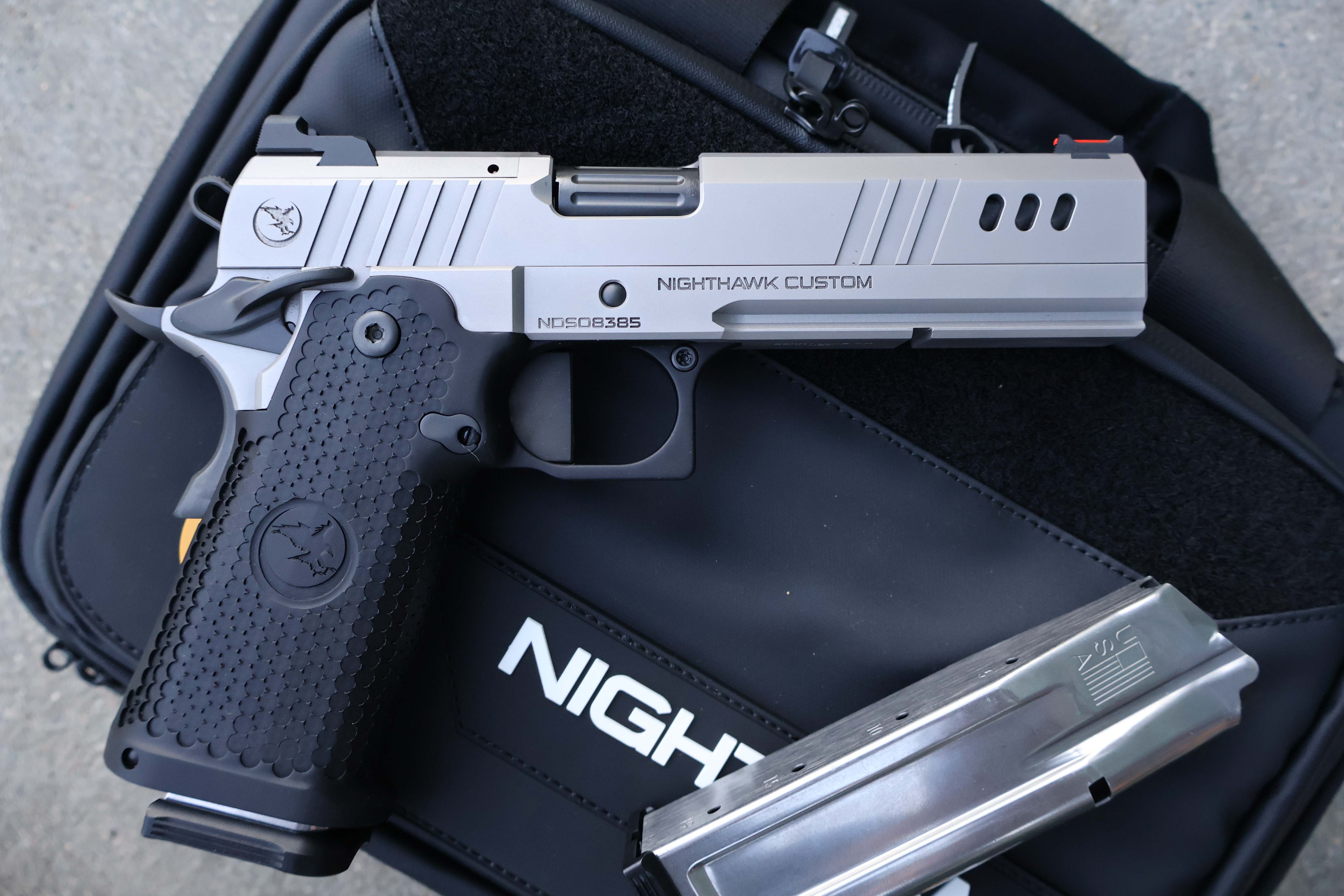 NIGHTHAWK 1911 BDS9 IOS AGGRESSIVE TEXTURE AMBI-SAFETY FLUTED 5" BBL 9MM-img-1