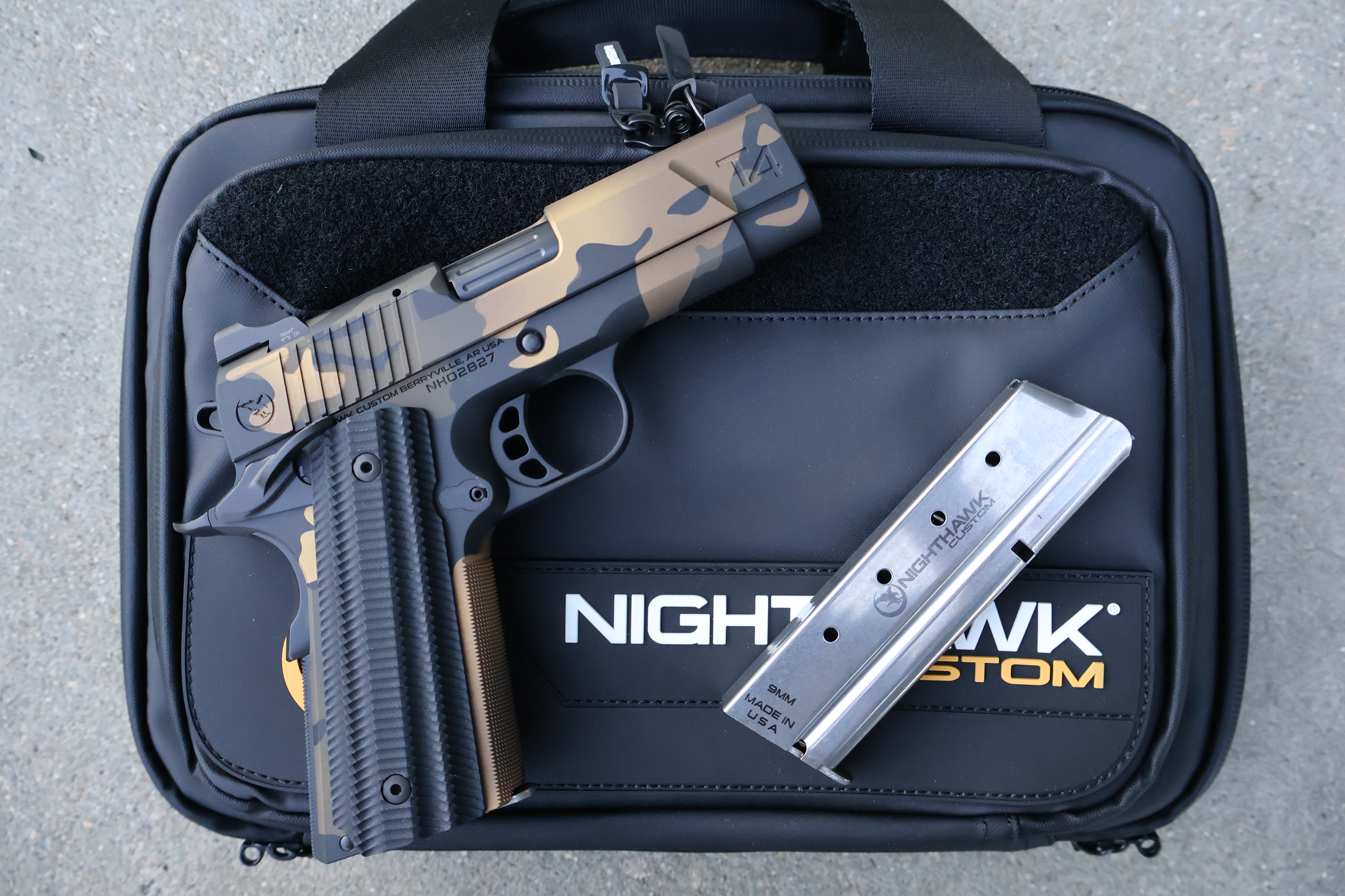 NIGHTHAWK 1911 TALON T4 IOS COMMANDER CARRY HALO FDE CAMO BULL 3.8" BBL 9MM-img-0