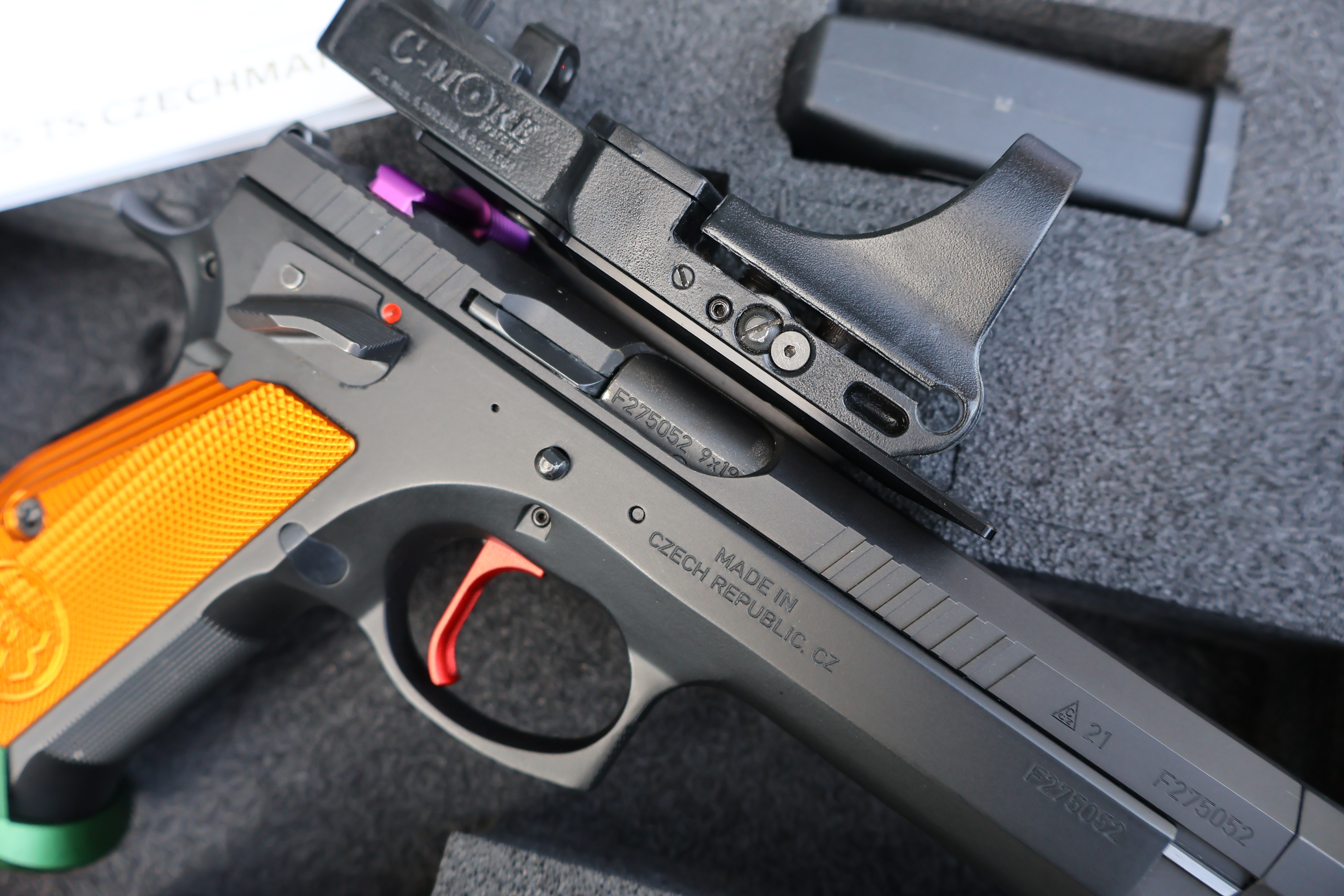CZ USA 75 TS TACTICAL SPORT CZECHMATE PARROT ANODIZED COMPENSATOR 5.23" 9MM-img-3