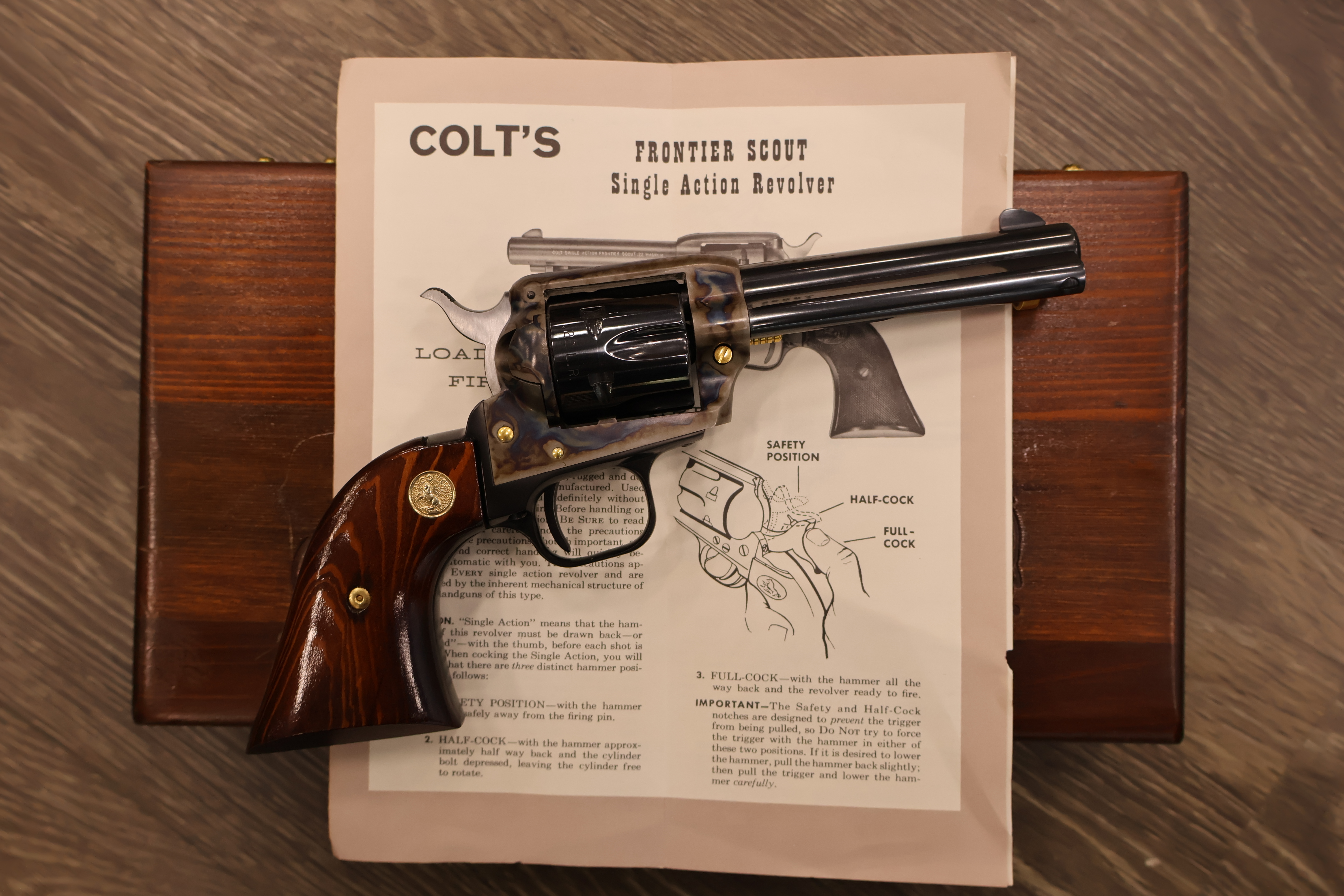 COLT FRONTIER SCOUT CASE COLORED FRAME BLUED FINISH WALNUT 4.75" BBL .22LR -img-12