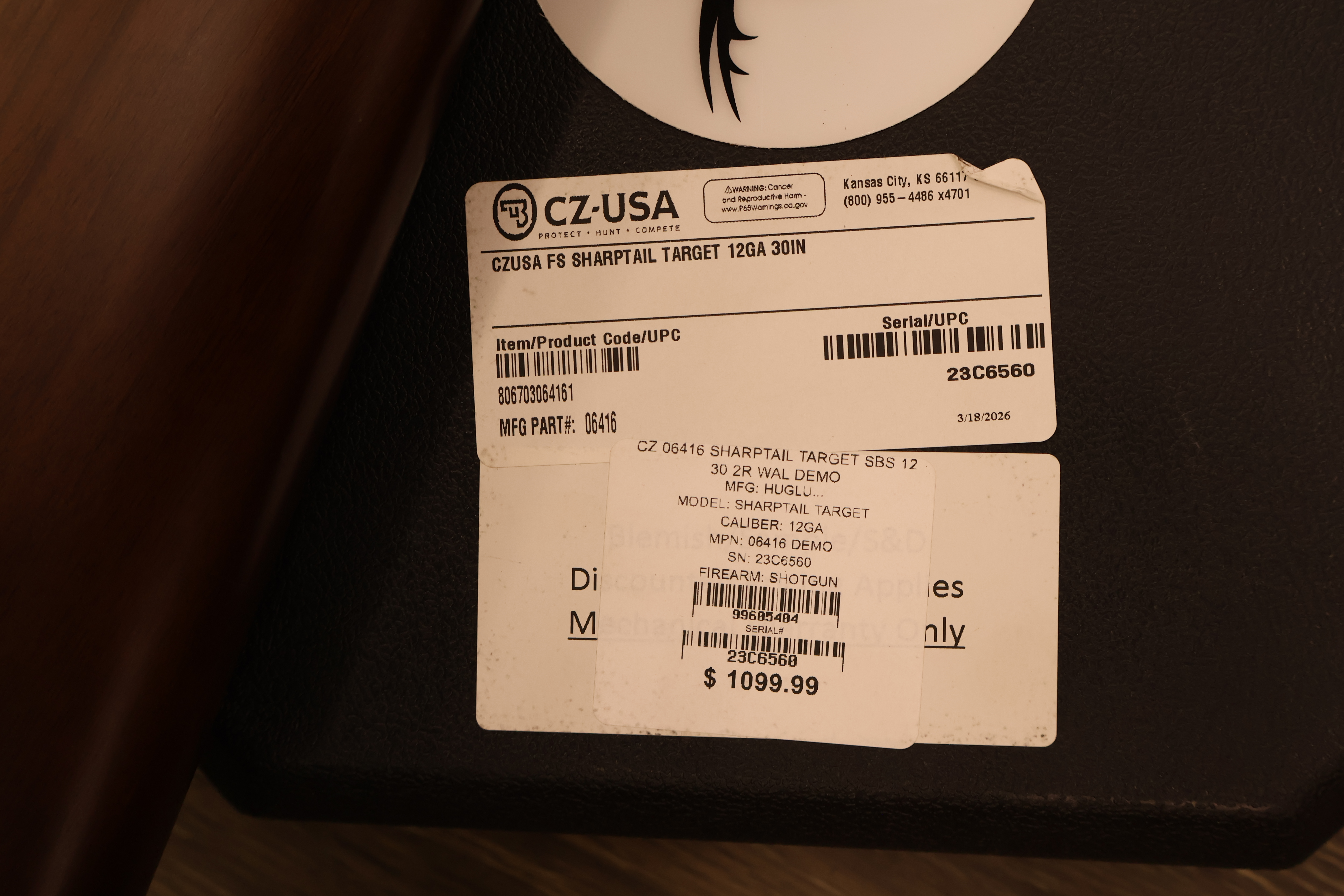 CZ USA (HUGLU) SHARP-TAIL TARGET CASE COLORED RECEIVER WALNUT 30" BBL 12GA-img-13