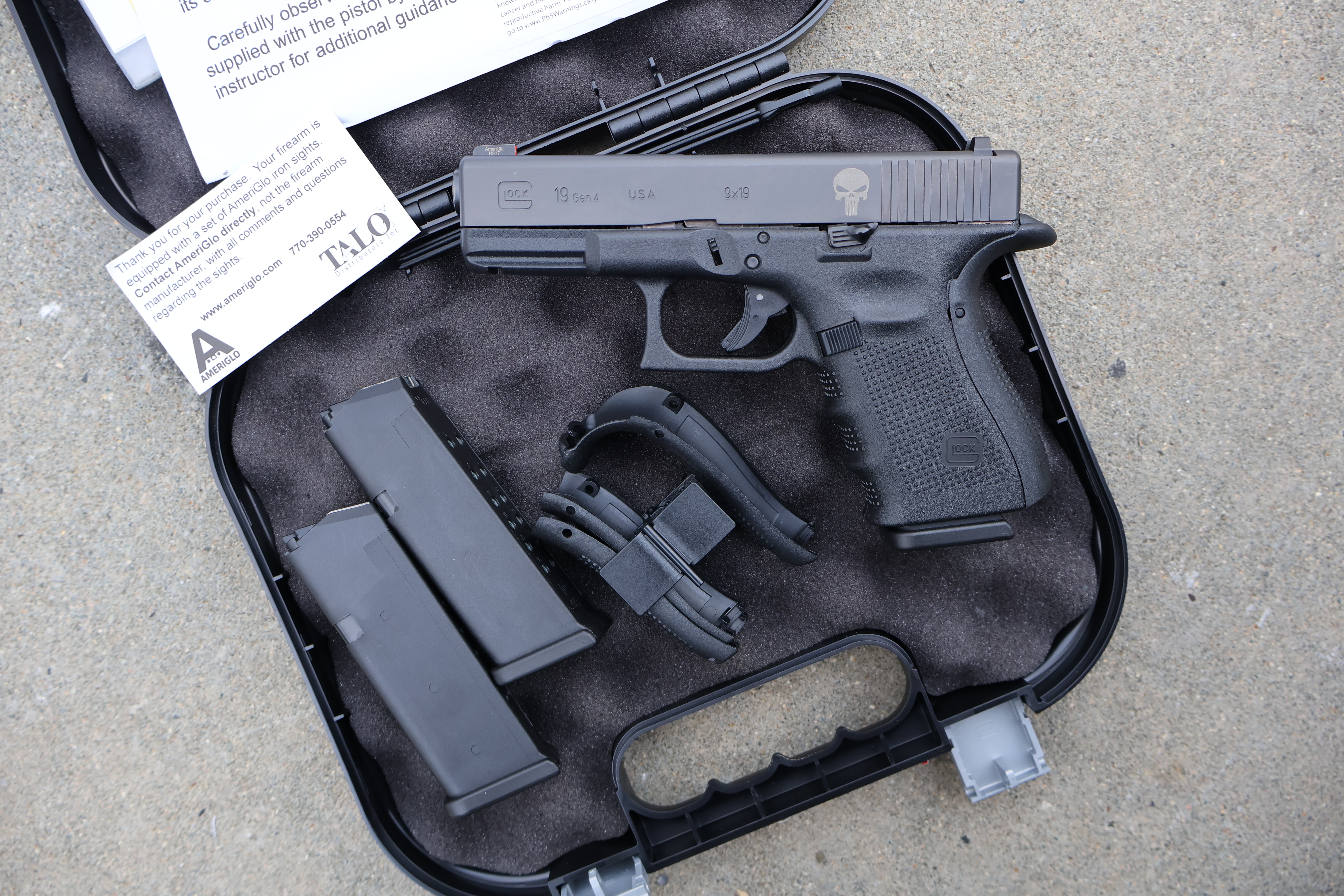 GLOCK (USA) G19 GEN4 BLACK TENIFER PUNISHER AMERIGLO FRONT 4.02" BBL 9MM-img-0