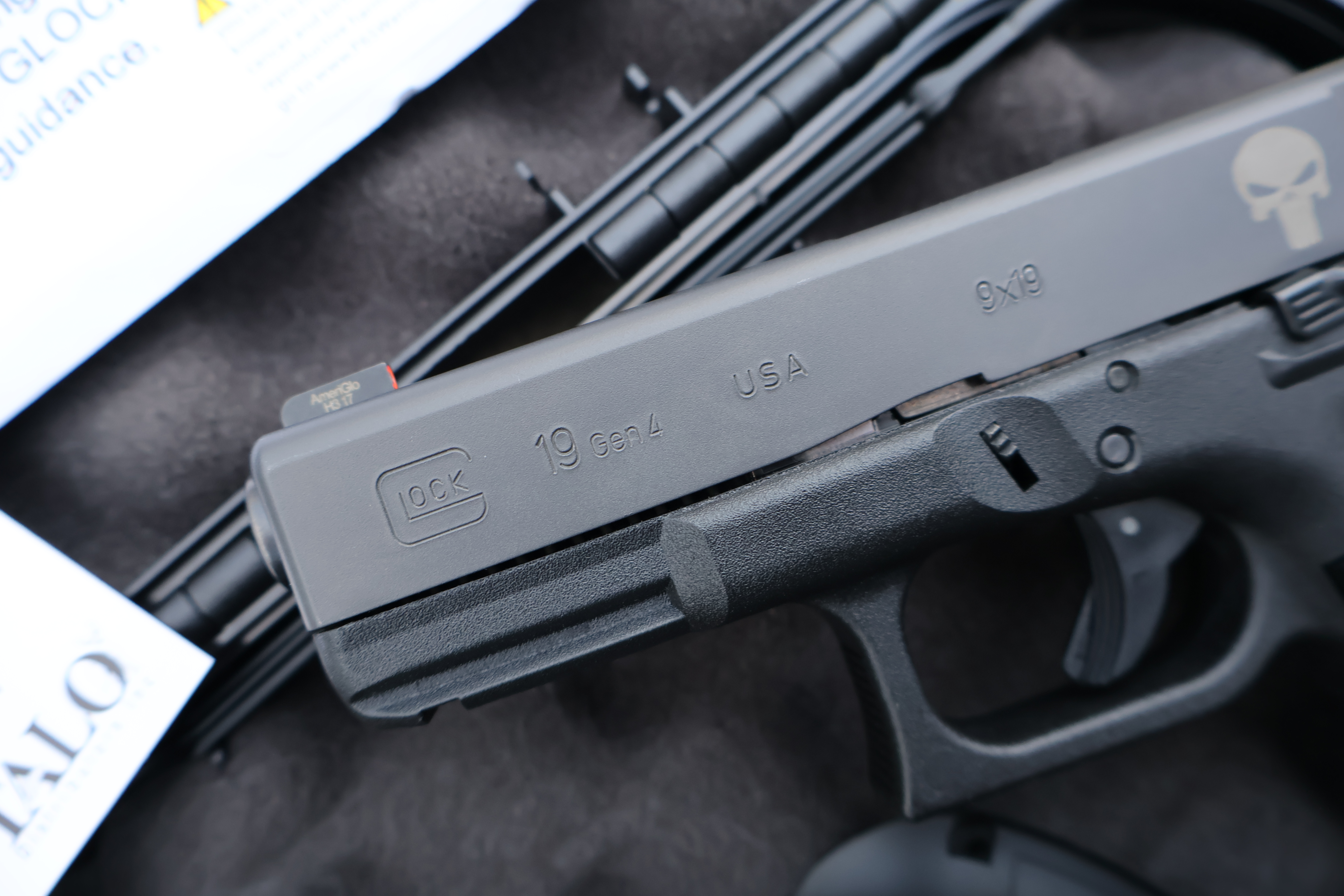 GLOCK (USA) G19 GEN4 BLACK TENIFER PUNISHER AMERIGLO FRONT 4.02" BBL 9MM-img-2